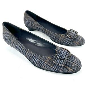 Stuart Weitzman Smoke Glen Plaid Heels w/ Elegant Buckle, Original Box Included